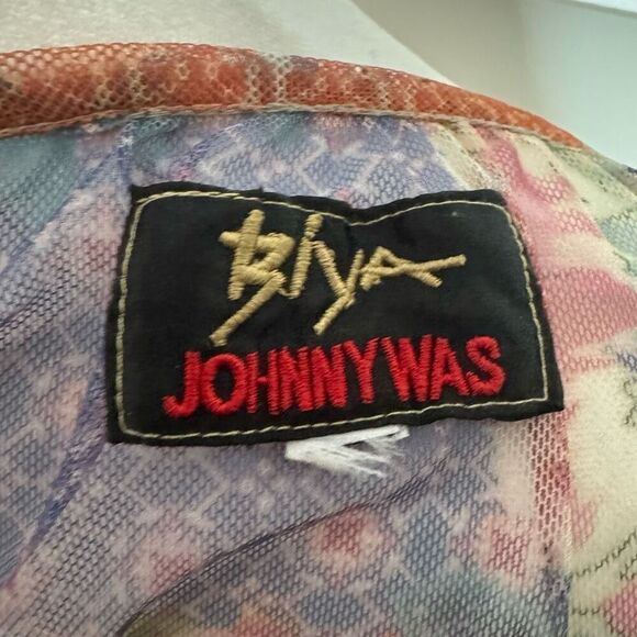 Johnny Was Biya Size XXL Calliope Floral Embroidered Mesh Top Hippie Art To Wear - Picture 7 of 8
